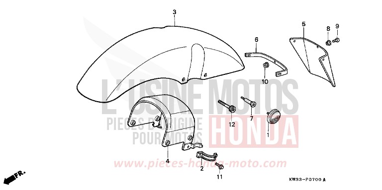 FRONT FENDER for Dominator 250 ROSS WHITE (NH196) from 1988